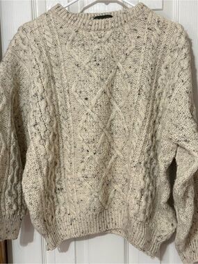 Vintage 100% wool Aran type sweater made in Great Britain sz Small